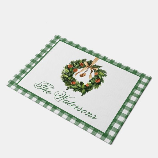 Waterverf Boho Sinaasappel Slice Krans Kerstmis Deurmat (Schuin)