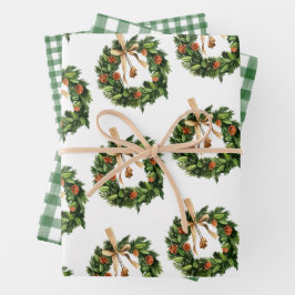 Waterverf Boho Sinaasappel Slice Krans Kerstmis Inpakpapier Vel