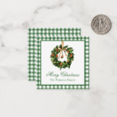 Waterverf Boho Sinaasappel Slice Krans Kerstmis Notitiekaartje (Voorkant / Achterkant in situ)