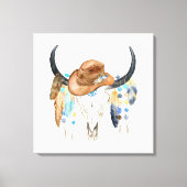 Waterverf Boho Skull en Cowboy Pet Canvas Print (Voorkant)