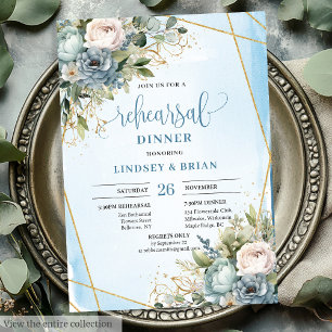 Waterverf Boho Stof Blauw Goud Glitter Oefening Kaart