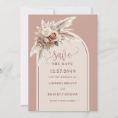Waterverf Boho Stof Roze Bloem Save the Date Kaart (Voorkant)
