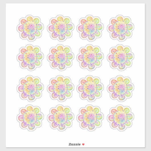 Waterverf Boho Style Sunflower Sticker (Vel)