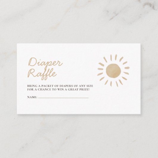Waterverf Boho Sun Baby shower Diaper Raffle Informatiekaartje (Voorkant)