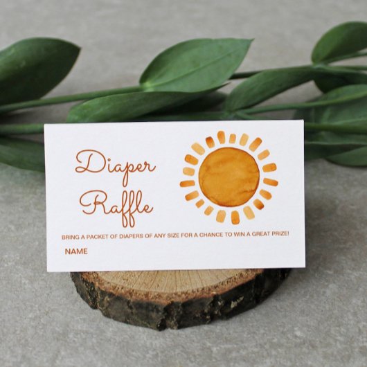 Waterverf Boho Sun Baby shower Diaper Raffle Informatiekaartje