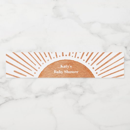 Waterverf Boho Sun Baby shower Waterfles Etiket (Enkel label)