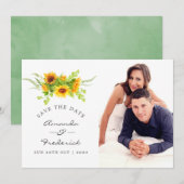 Waterverf Boho Sunflower Wedding Save the Date Kaart (Voorkant / Achterkant)