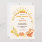 Waterverf Boho Sunshine Retro Sun Baby shower Kaart (Voorkant)