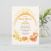 Waterverf Boho Sunshine Retro Sun Baby shower Kaart (Staand voorkant)