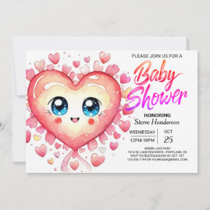 Waterverf Boho Sweetheart Meisje Baby shower Kaart