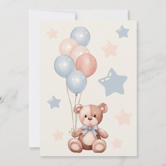 Waterverf Boho Teddy Bear Neutraal Baby shower Kaart (Achterkant)