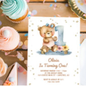 Waterverf Boho Teddybeer 1e verjaardag Kaart