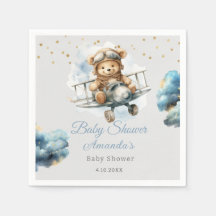 Waterverf boho teddybeer blauw baby shower