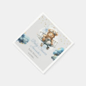 Waterverf boho teddybeer blauw baby shower servet (Hoek)