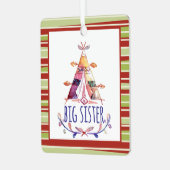 Waterverf Boho Teepee Big Sister Kerstmis Metalen Ornament (Voorkant links)