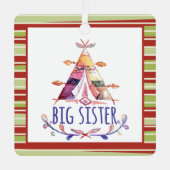 Waterverf Boho Teepee Big Sister Kerstmis Metalen Ornament (Voorkant)