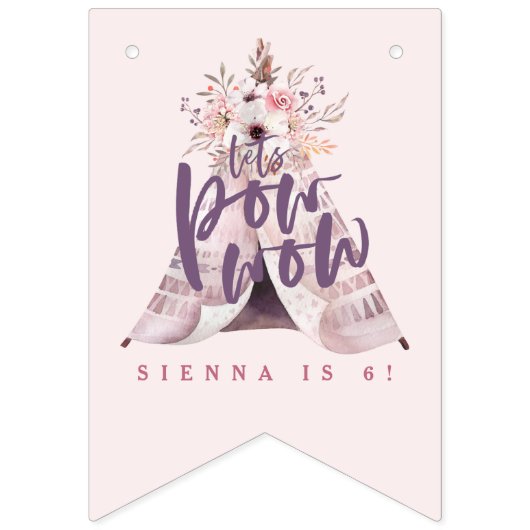 Waterverf boho teepee verjaardagsfeest vlaggetjes (Tweede vlag)