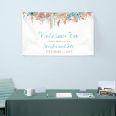 Waterverf Boho Terracotta Bloemen Bruiloft Spandoek (Beurs)