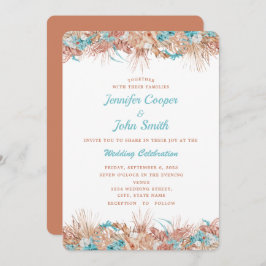 Waterverf Boho Terracotta Floral Wedding Kaart