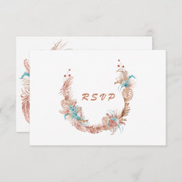 Waterverf Boho Terracotta Floral Wedding RSVP Kaartje
