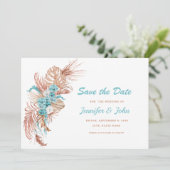 Waterverf Boho Terracotta Floral Wedding Save The Date (Staand voorkant)