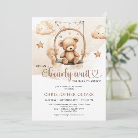 Waterverf Boho terracotta neutrale teddybeer Kaart (Staand voorkant)