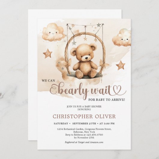 Waterverf Boho terracotta neutrale teddybeer Kaart (Voorkant / Achterkant)