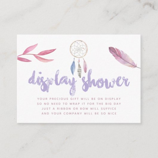 Waterverf Boho Tribal Baby shower Display Douche Informatiekaartje (Voorkant)