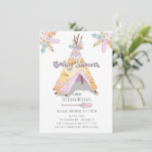 Waterverf Boho Tribal Baby shower Rustic Teepee Kaart (Staand voorkant)