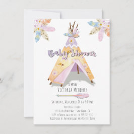 Waterverf Boho Tribal Baby shower Rustic Teepee Kaart