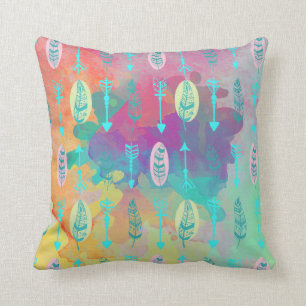 Waterverf Boho Tribal Chic Feathers Arrows Pillow Kussen