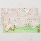 Waterverf Boho Tribal Wedding Rustic Teepee Kaart (Voorkant / Achterkant)