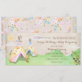 Waterverf Boho Tribal Wedding Rustic Teepee Kaart