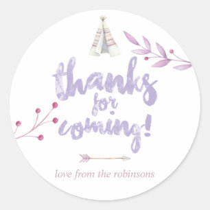 Waterverf Boho Tribale Bloemachtige Babyborrel Ronde Sticker