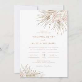 Waterverf Boho Tropical Wedding Invitation Kaart