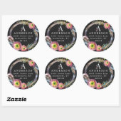 Waterverf Boho Veer Krans Monogram Adres Ronde Sticker (Vel)