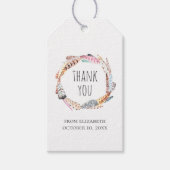 Waterverf boho veren. Verjaardag dank u Cadeaulabel (Voorkant)