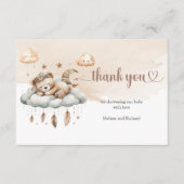 Waterverf boho veren wolk negen dank u informatiekaartje (Voorkant)