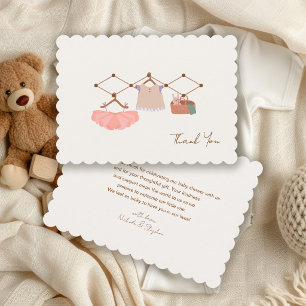Waterverf Boho Waslijn Baby Shower Bedankkaart