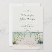 Waterverf Boho Wedding Invitat Romance Oceanfront Kaart (Voorkant)