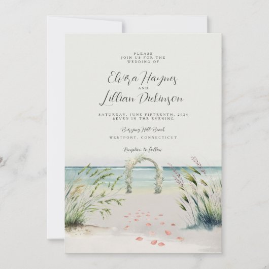 Waterverf Boho Wedding Invitat Romance Oceanfront Kaart (Voorkant)