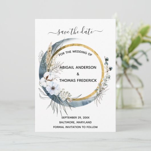 Waterverf Boho Wedding Save The Date (Staand voorkant)