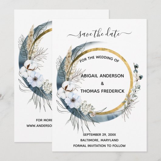 Waterverf Boho Wedding Save The Date (Voorkant / Achterkant)