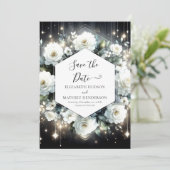 Waterverf Boho White Roses bruiloft Save The Date (Staand voorkant)