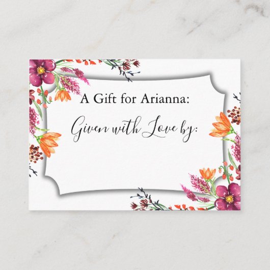 Waterverf Boho Wild Flowers Display Vrijgezellenfe Informatiekaartje (Achterkant)