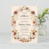 Waterverf Boho Wildflower Baby shower Kaart (Staand voorkant)