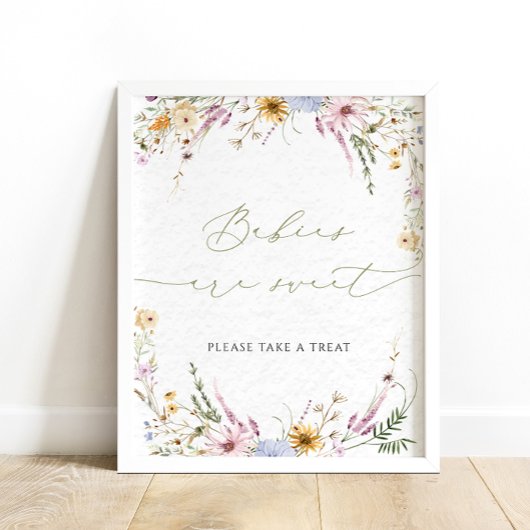 Waterverf Boho Wildflower Baby's zijn lief teken Poster