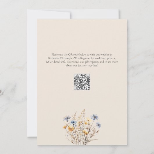 Waterverf BOHO Wildflower Elegant Beige Bruiloft Kaart (Achterkant)