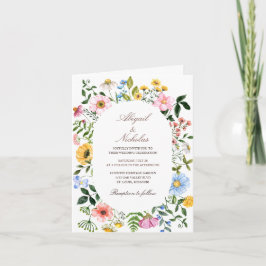 Waterverf boho wildflower Folded Invitation
