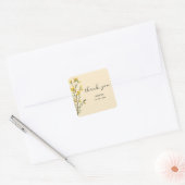 Waterverf boho wildflower geel BabyShower Vierkante Sticker (Envelop)